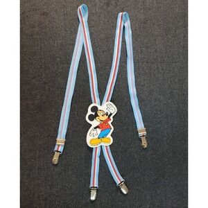 Vintage 70s 80s Disney Mickey Mouse Baby‎ Suspenders Kids Retro Blue Red Stripe